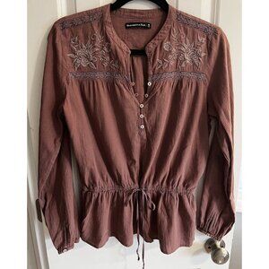Abercrombie & Fitch Mauve Boho Long Sleeve Peasant Top, Size Medium